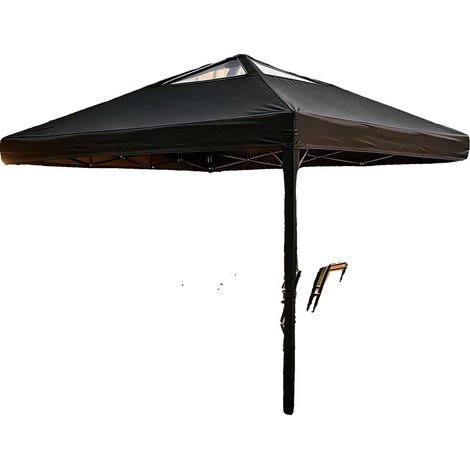 Carpa plegable, tejido impermeable, altura ajustable, color negro. (1/2)
