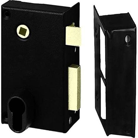 Abus FE9814202A SA V CE G Serratura a parete con maniglia/serratura verticale con serratura a chiave per apertura esterna sinistra 70 x 120 mm, nera (1/4)