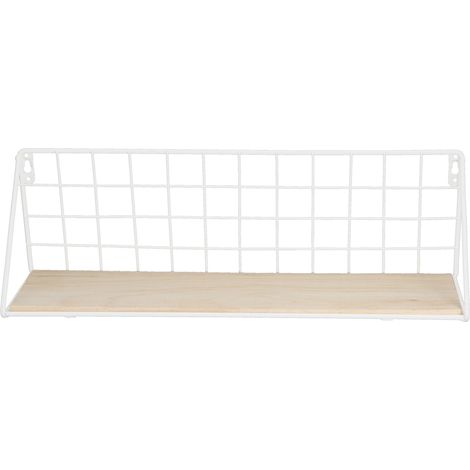 Étagère murale en fer Blanc L étagère de rangement décorative solide et facile à monter pour salon (1/5)