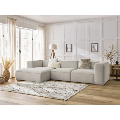 BOBOCHIC - Canapé d'angle fixe ZEPHYR Angle gauche Beige (1/5)