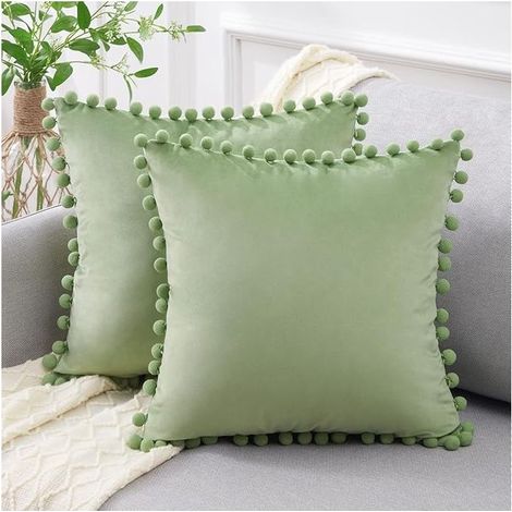 Housse de Coussin 40x40 cm, Vert Sauge, Décoration Douce pour Canapé, Salon, Chambre (1/4)