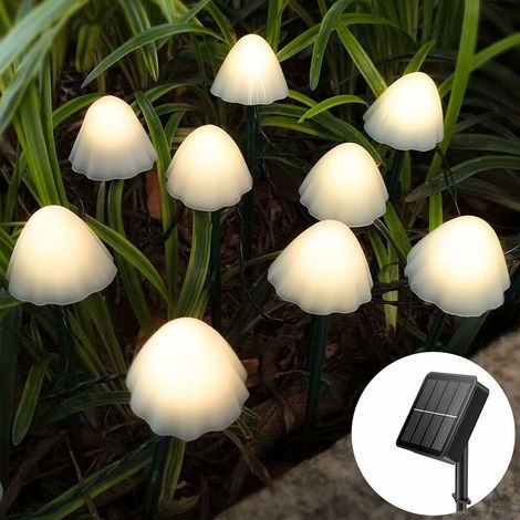 Guirlande lumineuse solaire d'extérieur, 5 m, 20 LED, blanc chaud, 8 modes d'éclairage, étanche, idéale pour jardins, cours, pelouses et vacances.-AquaForge