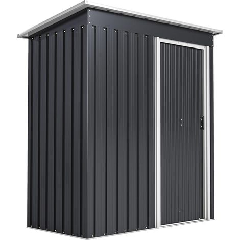 Abri de Jardin 1,16 m² - Remise pour Outils - Cabanon Porte coulissante - dim. 163L x 89l x 182H cm - Tole d'acier Noir Blanc