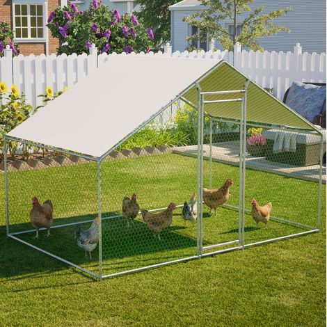 Parque para gallinas 3 x 2 x 2 m con cerradura de seguridad y lona PE impermeable OKMYHOME (1/5)