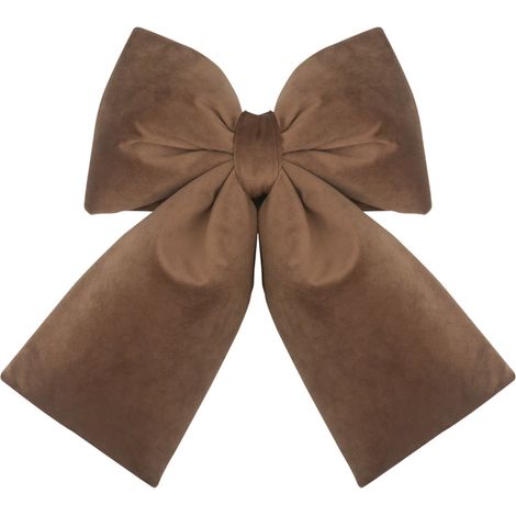 Ribbon Bow - Velvet Christmas Tree Ornament - For Wreaths Gift Wrapping Indoor Outdoor Decor - 14 x 12.5 cm - Brown - 1 Piece (1/5)