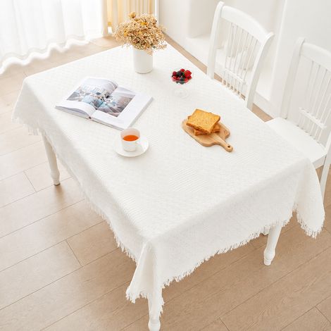 Nappe de table motif cœur blanc 9090cm avec franges incluses tissu mélangé 30 × 22 × 1 cm 289 g – Livraison gratuite