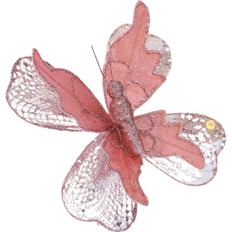 Adorno navideño de mariposa para árbol de Navidad - Oro rosa