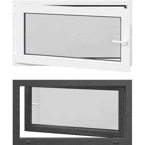 Basement Window RISOR 110 x 70 cm PVC and Glass Anthracite vidaXL