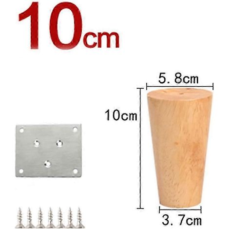 Un ensemble de 4 pieds de canapé en bois massif, adaptés à des pieds de lit et de meubles fiables, pieds de canapé en bois (10 cm). (1/5)