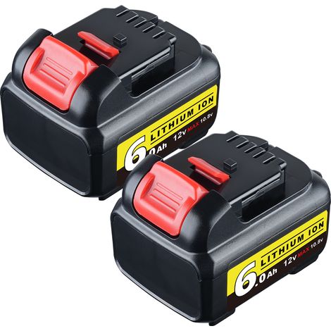 2X 10.8V/12V 6.0Ah Batterie Remplacement pour Dewalt 12V Li-Ion Batterie DCB120 DCB123 DCB127 DCB122 DCB124 DCB121, DCD710 DCD710S2 DCF610 DCF610S2 DCF813S2 DCK210S2 DCK211S2 DCL040 DCL510