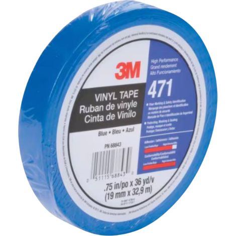 Ruban Adhesif Vinyle 3M 471 Bleu 12mm x 32m 0.14mm Emballe individuellement