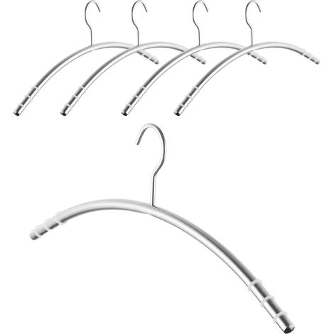 SOTECH Kleiderbügel Edelstahl SS201 gebürstet mit Antirutsch-Ringen Haken 360 Grad drehbar, Rundrohr Ø 12 mm x 433 mm, 5 Stück
