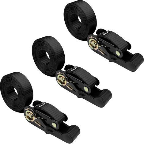 Pièces Sangle a Cliquet, Petite Sangle Arrimage 2.5cm X 4m, Sangles À Cliquer, Sangle Moto Remorque Sangles D'Arrimage À Cliquet, Nouvelle Sangle D'Arrimage Universelle (Noire) (1/4)