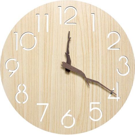 Pair Geräuschlose Wanduhr: Wanduhr aus Holz, modernes Design, 3D-Wanduhr, dekorative Wanduhr für Küche, Büro, Wohnzimmer, Schlafzimmer, 30 cm (12 Zoll)