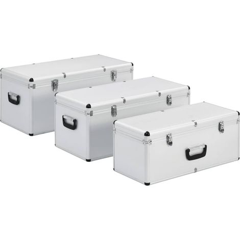 Boîtes de rangement Coffre de rangement 3 pcs Argenté Aluminium CFW53189 (1/5)