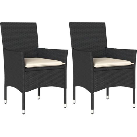 Maison Exclusive - Gartenstühle mit Kissen 2 Stk. Schwarz Poly Ra