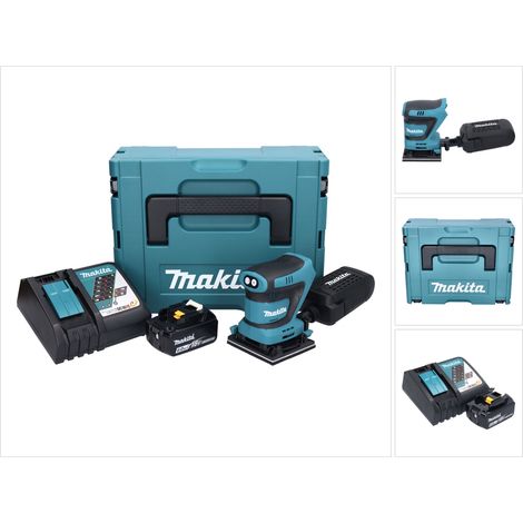 Makita DBO 480 RG1J Levigatrice orbitale a batteria 18 V 112 x 102 mm + 1x batteria ricaricabile 6.0 Ah + caricabatterie + Makpac