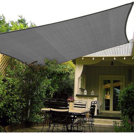 1 Voile d'ombrage, HDPE, 3x5 m, Protection UV, Gris Graphite, Jardin Terrasse