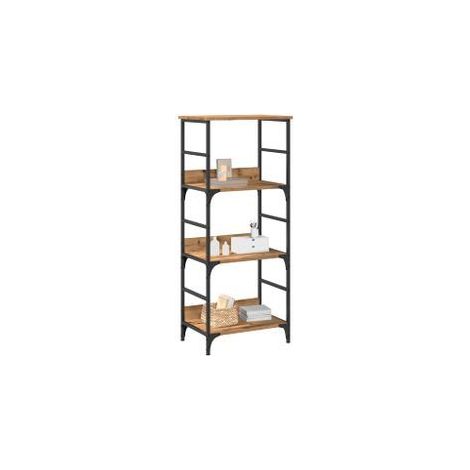 Bibliothèque chêne artisanal 50x33x117,5 bois d'ingénierie (1/5)