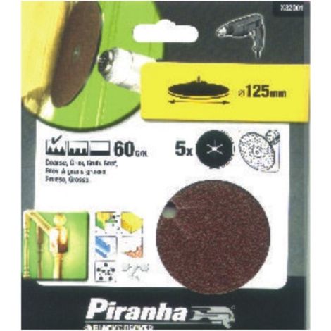 BLACK&DECKER - PIRANHA - 5 DISCHI ROTONDI IN CORINDONE Ø115x5MM - GRANA 80