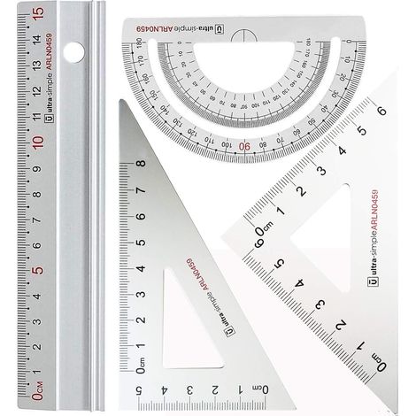 Ensemble de règle d'échelle d'architectes en métal - Ensembles de géométrie de Dessin Technique 4 PCS, géométrie mathématique (1/4)