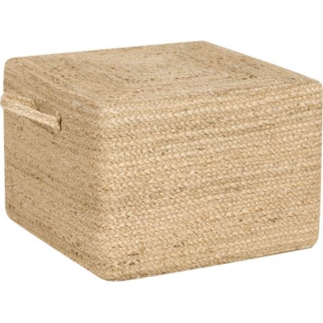 Pouf iuta naturale beige 45 x 45 cm pouf imbottitura in EPS maniglie accessori Dhadar