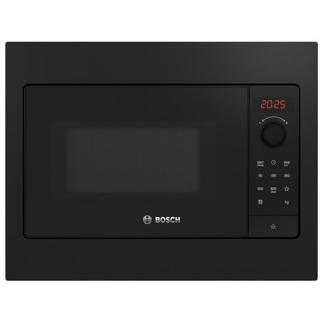 Bosch – Micro-ondes encastrable 20L 800W – 5 niveaux de puissance – Écran LED – Sécurité enfant – Ouverture bouton – Dimensions 495x382x335mm