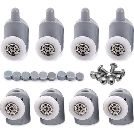 8 Pcs 23mm Galet Rouleau Roulette Roue pour Porte de Douche, Roulettes Coulissantes Porte Salle de Bain (1/4)