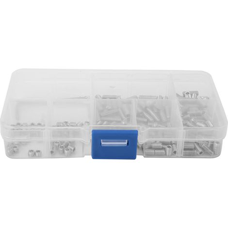 Lot de 212 vis sans tête M4 à six pans creux, pointe plate, acier inoxydable 304, kit avec clé hexagonale, boulons de fixation (1/5)