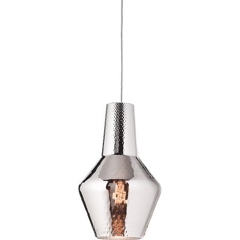 Zafferano Lampada a sospensione, vetro soffiato e metallo, ø 250x3180 mm, 1x E27 da 70 Watt, IP20, struttura grigia, vetro argento