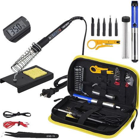 Kit saldatore, temperatura regolabile, schermo LCD, rosso, EU-a, 80W 220V-a (1/2)