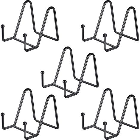 Lot de 5 petits supports d'affichage pour assiettes de 7,6 cm, mini cadre en métal noir pour photos, livres, chevalets photo, créations et objets de collection (1/4)
