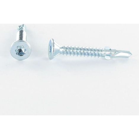 Vis autoperceuse Tête fraisée TORX T30 6.3X70 Crantée et ailettes Acier zingué-30 pièces