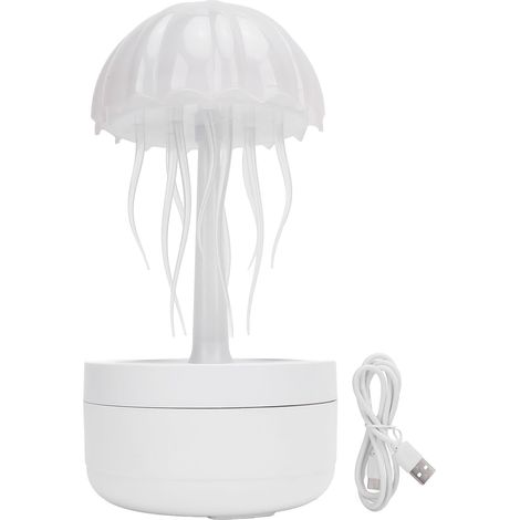 Mini humidificador adorable, con capacidad de 300 ml, forma de medusa, luz nocturna LED de 7 colores, apagado automático y difusor de aceites esenciales. (1/5)