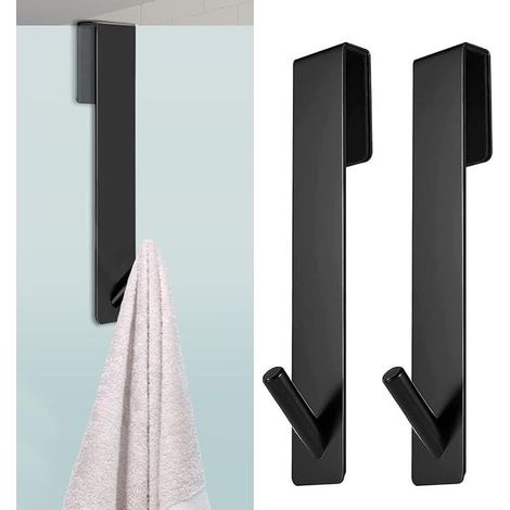 Shower Door Hooks, Towel Hooks with Foam Layers for Shower Cabin and Glass Shower Wall Black (1/5)