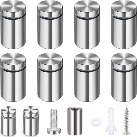 Lot de 20 vis, en acier inoxydable, entretoises en verre, pour fixations, argent (12 x 25 mm) (1/5)