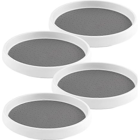 Set mit 4 rutschfesten, drehbaren Tabletts, 25 cm (10 Zoll) Durchmesser, für Schränke, 360° drehbares Tablett zur Aufbewahrung in Küche, Bad und Speisekammer (1/5)