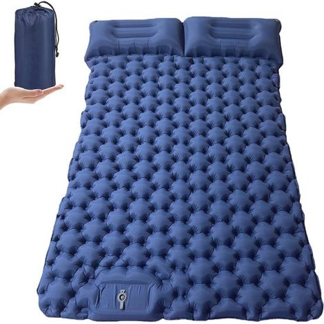 Colchón autoinflable para dos personas para acampar, con almohada integrada y bomba de aire con pedal. (1/5)