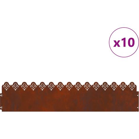 Lawn Edgings 10 pcs Rusty 103 x 0.05 x 22 cm Weathering Steel vidaXL