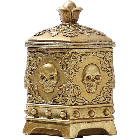 Totenkopf-Schmuckkästchen, gotische Kopf-Dekorationskästchen für Schreibtisch und Zuhause