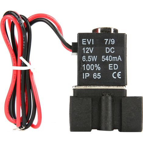 Électrovanne 2 voies en plastique, filetage NPT 1/8", normalement fermée (NC), 12 V CC