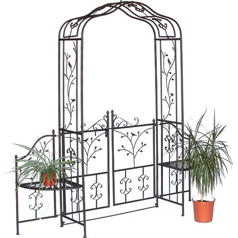 Dandibo – Arc de roses 18602 – Portail de jardin en fer forgé – Hauteur 215 cm, largeur 110 cm, profondeur 45 cm – Ouverture double (1/5)