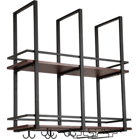 Portabottiglie sospeso in metallo 80 x 30 x 85 cm MDF nero 030009193