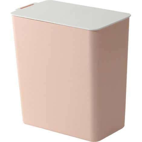 Poubelle de bureau Nordique Rose Pale Couvercle Manuel Plastique Compacte Design Scandinave pour Cuisine (1/4)