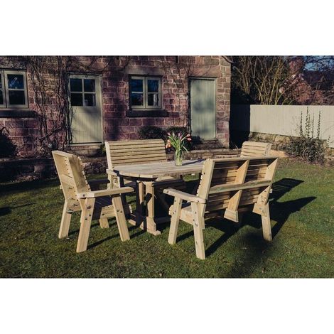 Ergo Table Set - Incl. 2 Bench & 2 Chair - L240 x W140 x H105 cm - Minimal Assembly Required - Set of Waterproof Cushions Included