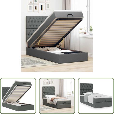 Matratze - Ottoman-Bett mit Matratze Dunkelgrau 100x200 cm Stoff (1/5)