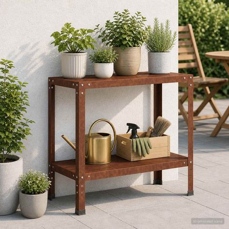 vidaXL Mesa de trasplante 100 x 40 x 80 cm Acero oxidado Oxidado (1/5)