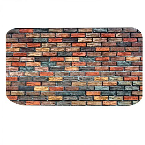Tapis De Sol Antidérapant - Style Brique Rétro - Pour Cuisine Salle De Bain Et Bureau - 40 X 60 Cm (1/5)