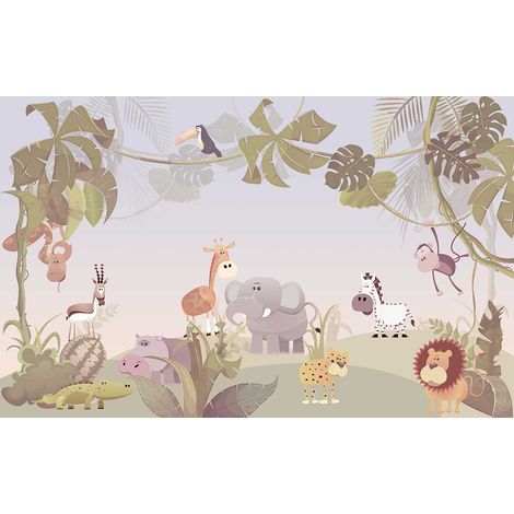 Tableau enfant scène d'animaux dans la jungle - 80x50 cm (1/5)