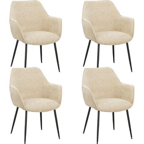 Set mit 4 Esszimmerstühlen Sev Beige aus Chenille-Stoff – mit